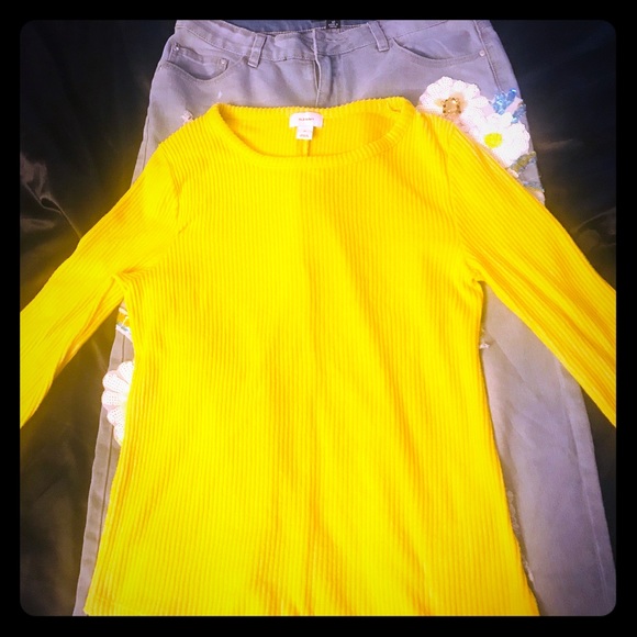 Juliette Floral jeans size 10 old navy shirt L 2 p - Picture 1 of 8